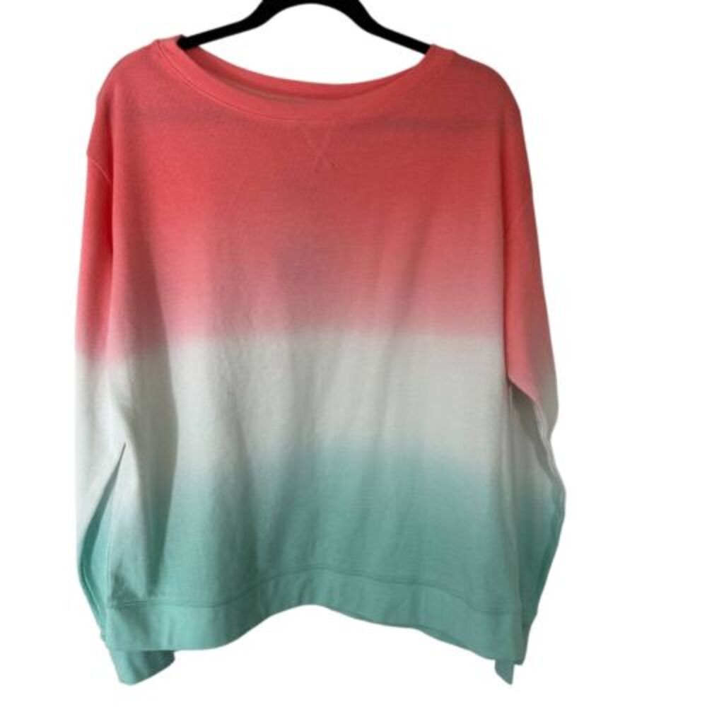 Splendid Women's SZ M NWT Multi-Color Dip Dye Ombre Waffle Knit‎ Cotton Top
